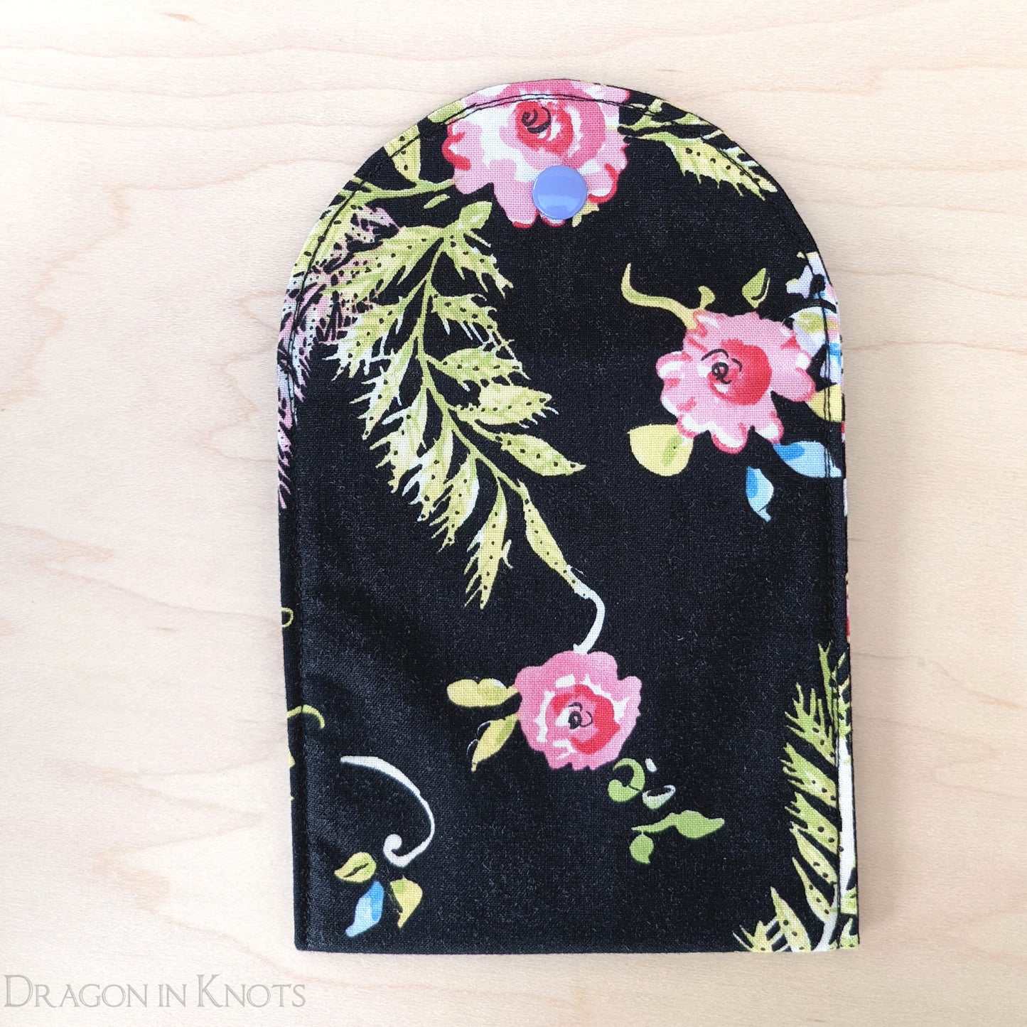 Black Floral Snap Pouch - Dragon in Knots handmade