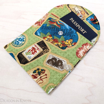 Travelogue Passport Holder - Dragon in Knots handmade