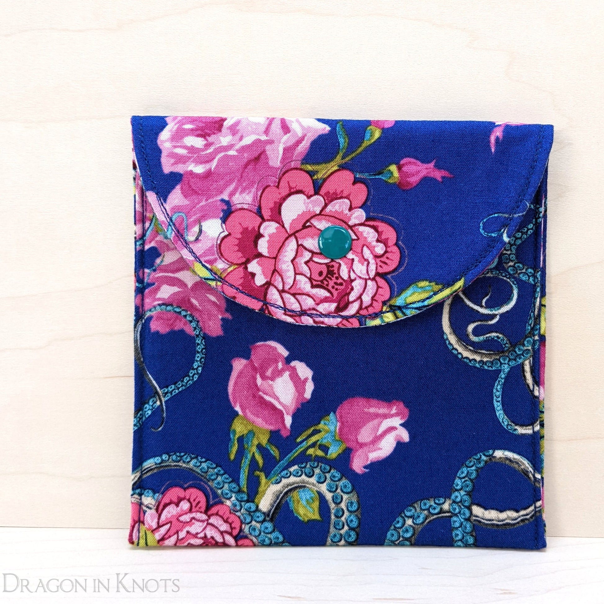 Octopus and Roses - 5" Accessory Pouch - Dragon in Knots handmade