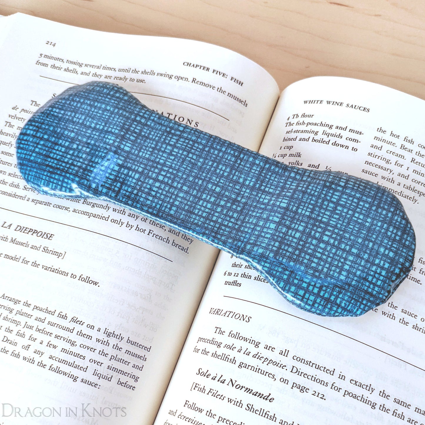 Blue Cookbook Weight Page Holder - Dragon in Knots