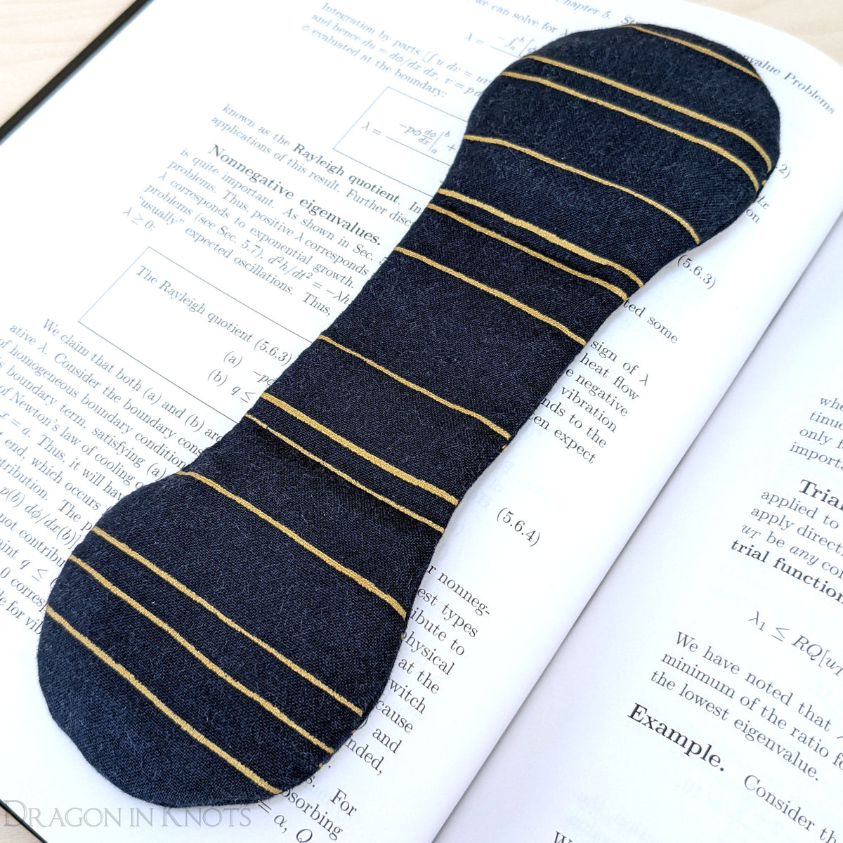 Navy Blue and Gold Striped Book Weight – Dragon in Knots