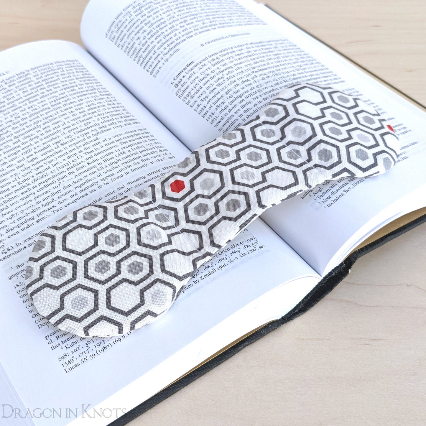 Hexagonally Weighted Book Page Holder - Dragon in Knots