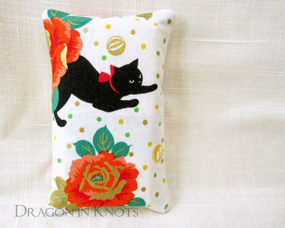 Cats and Roses Pocket Tissue Holder - Dragon in Knots, handmade in USA