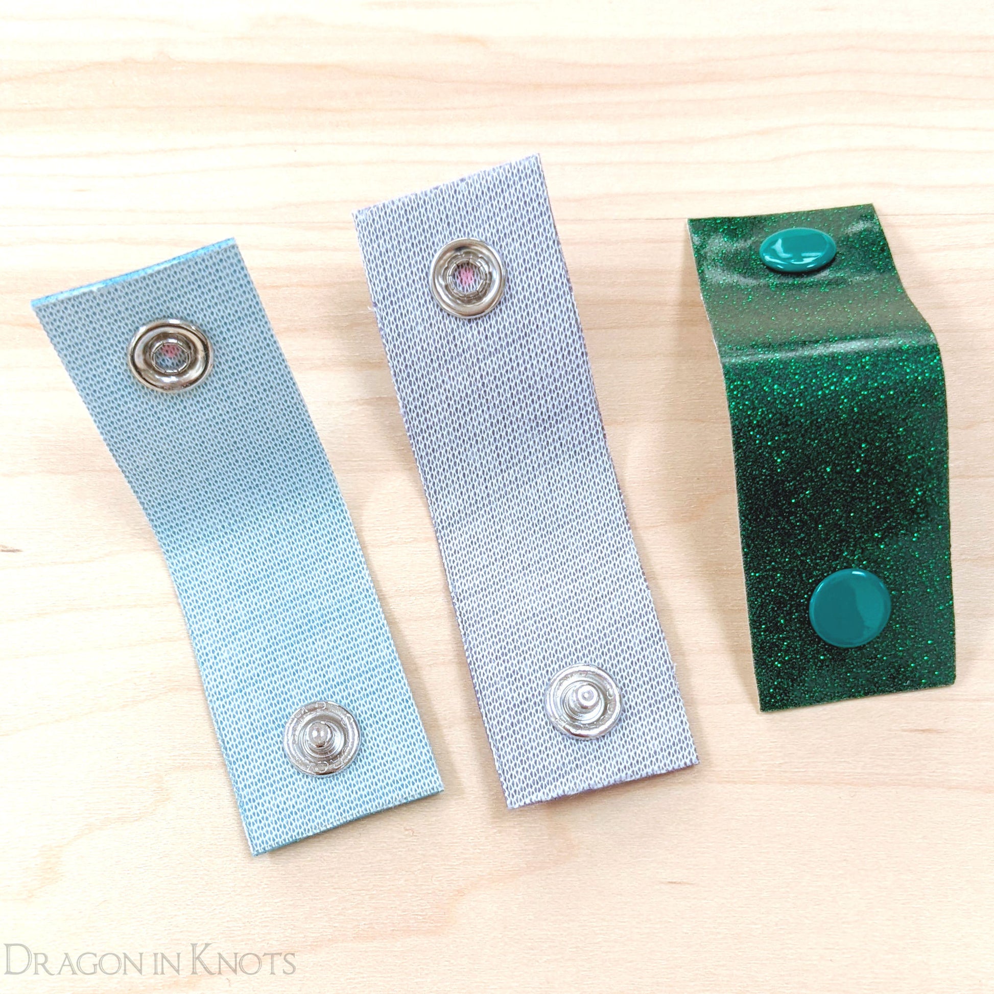 Cord Clips - Blue, Violet, and Green Glitter - Dragon in Knots