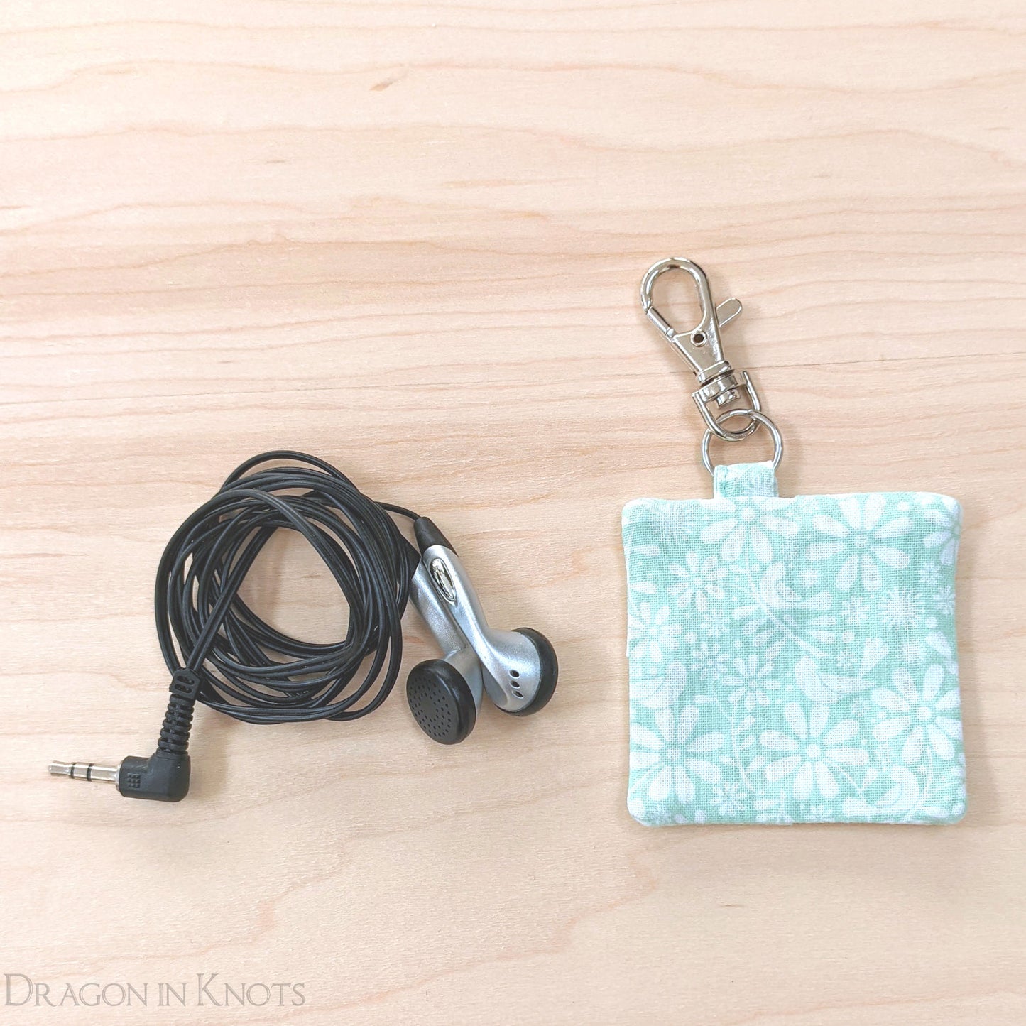 Springtime Guitar Pick Holder or Earbud Pouch - Dragon in Knots