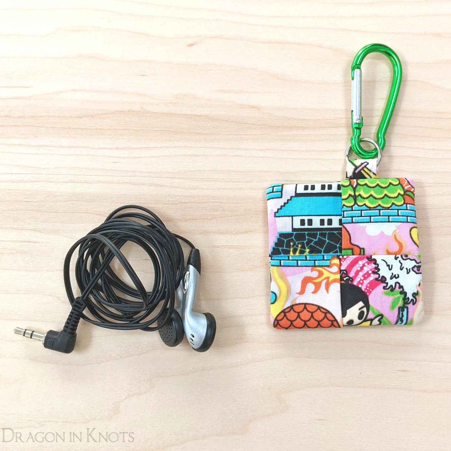 Pixel Pagoda Earbud Pouch - Dragon in Knots