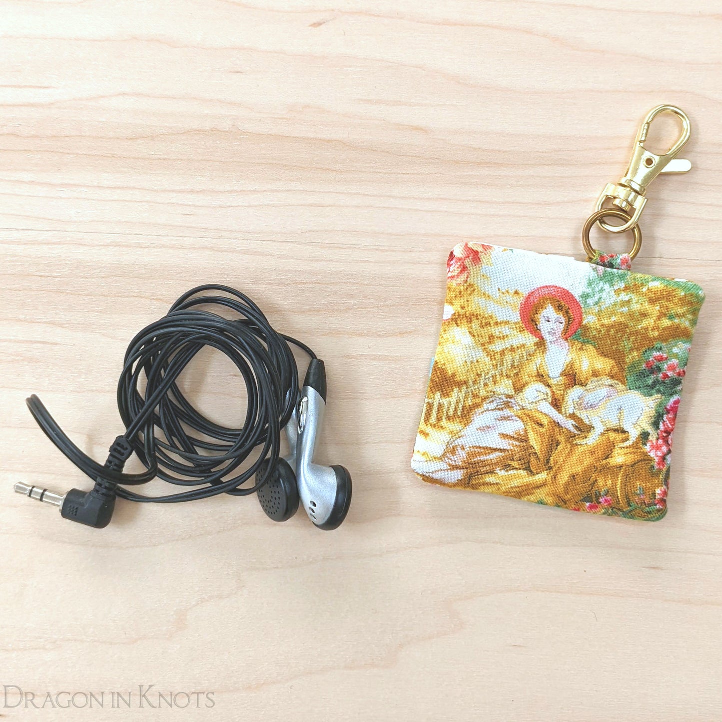 A Lady and her Dog - Earbud Pouch - Dragon in Knots
