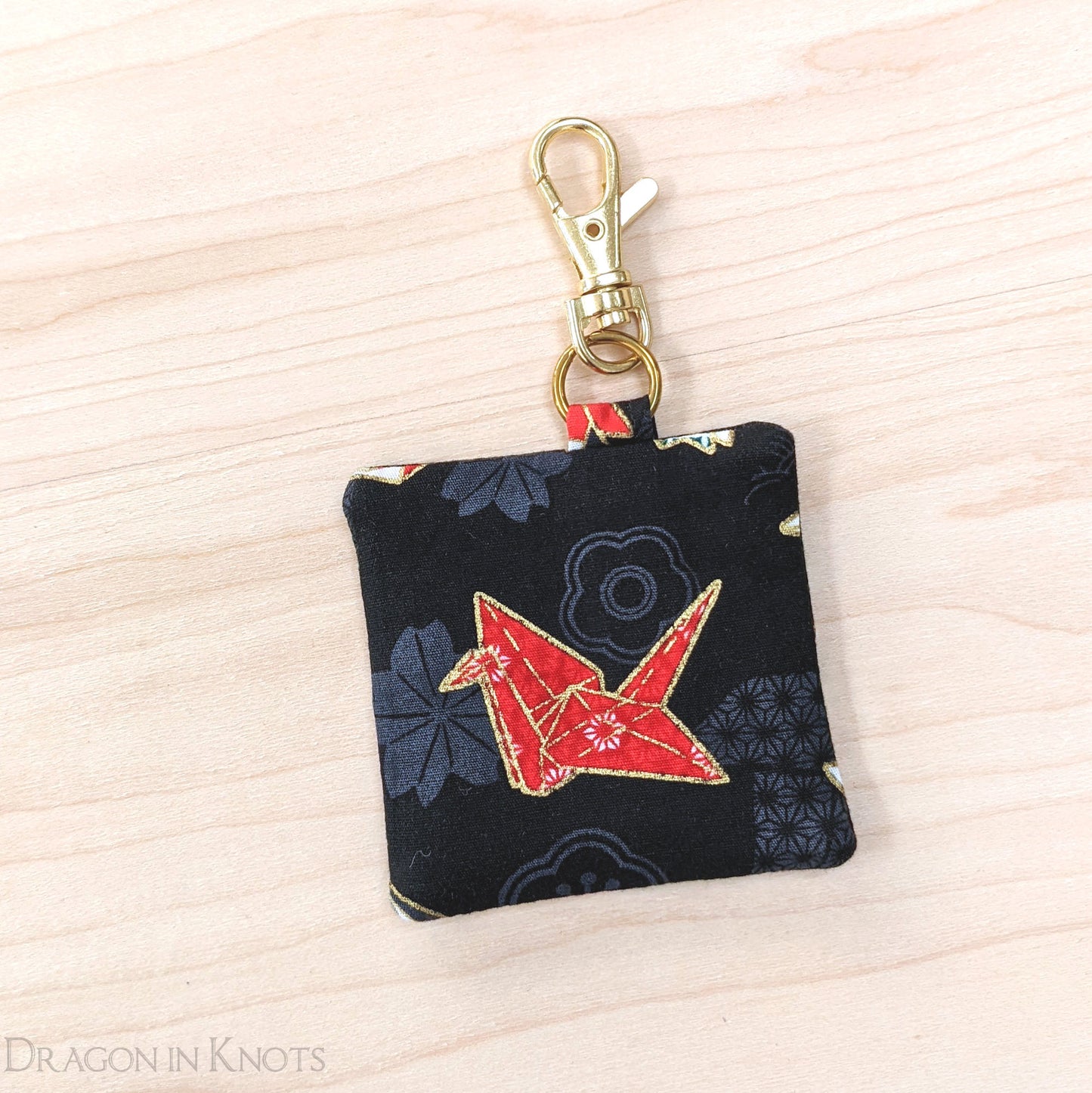 Origami Crane Keychain Pouch - Dragon in Knots