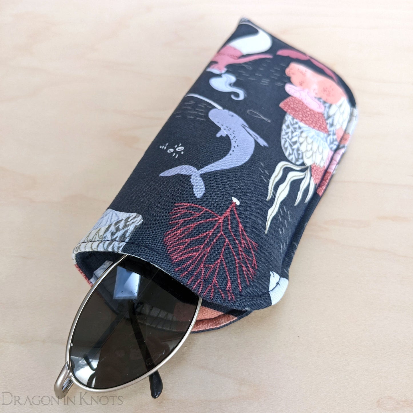 Ocean Animals Soft Eyeglass Case - S M - Dragon in Knots