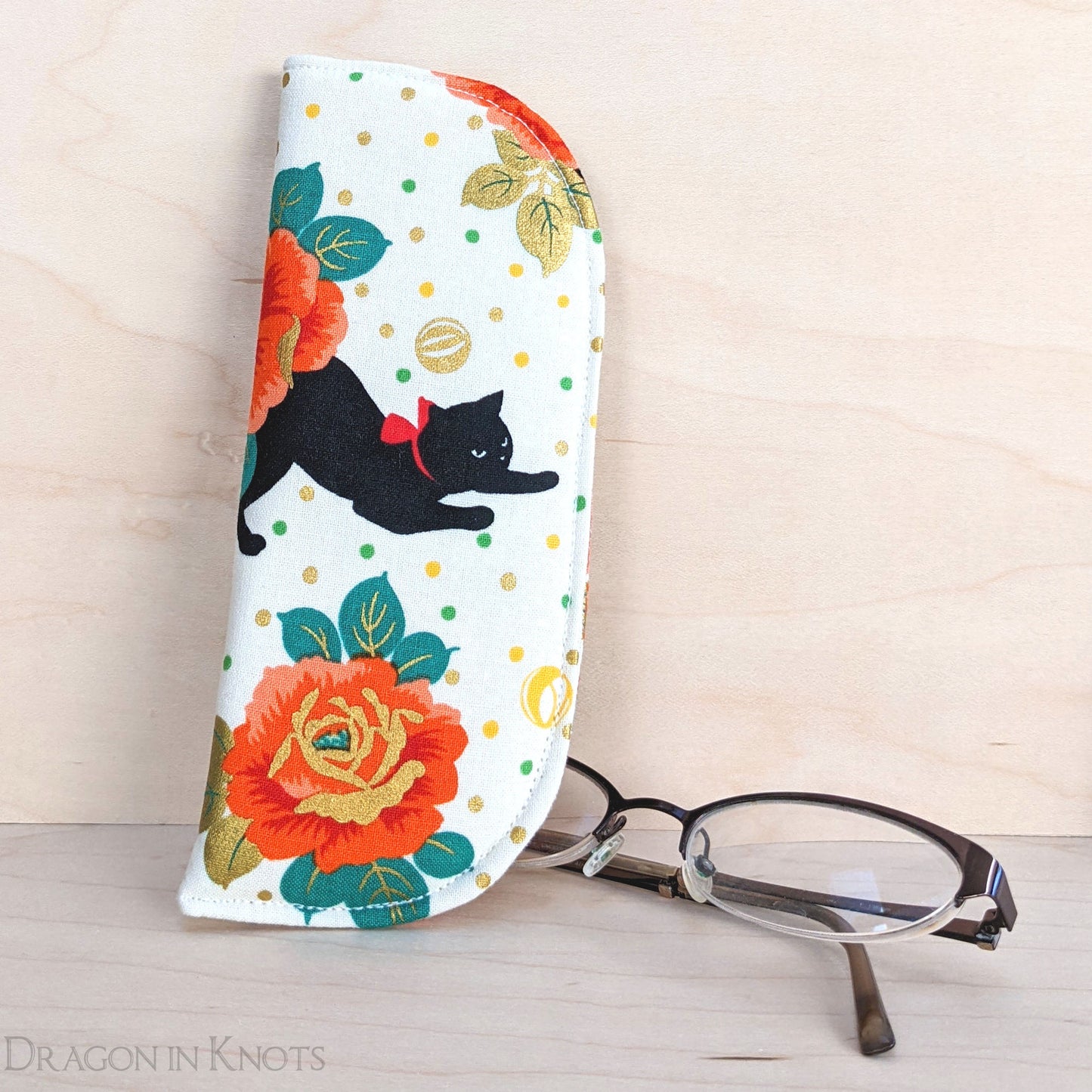 Cats and Roses Soft Eyeglass Sleeve - S - Dragon in Knots