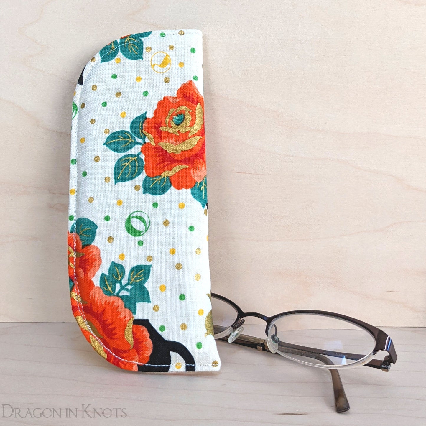 Cats and Roses Soft Eyeglass Sleeve - S - Dragon in Knots