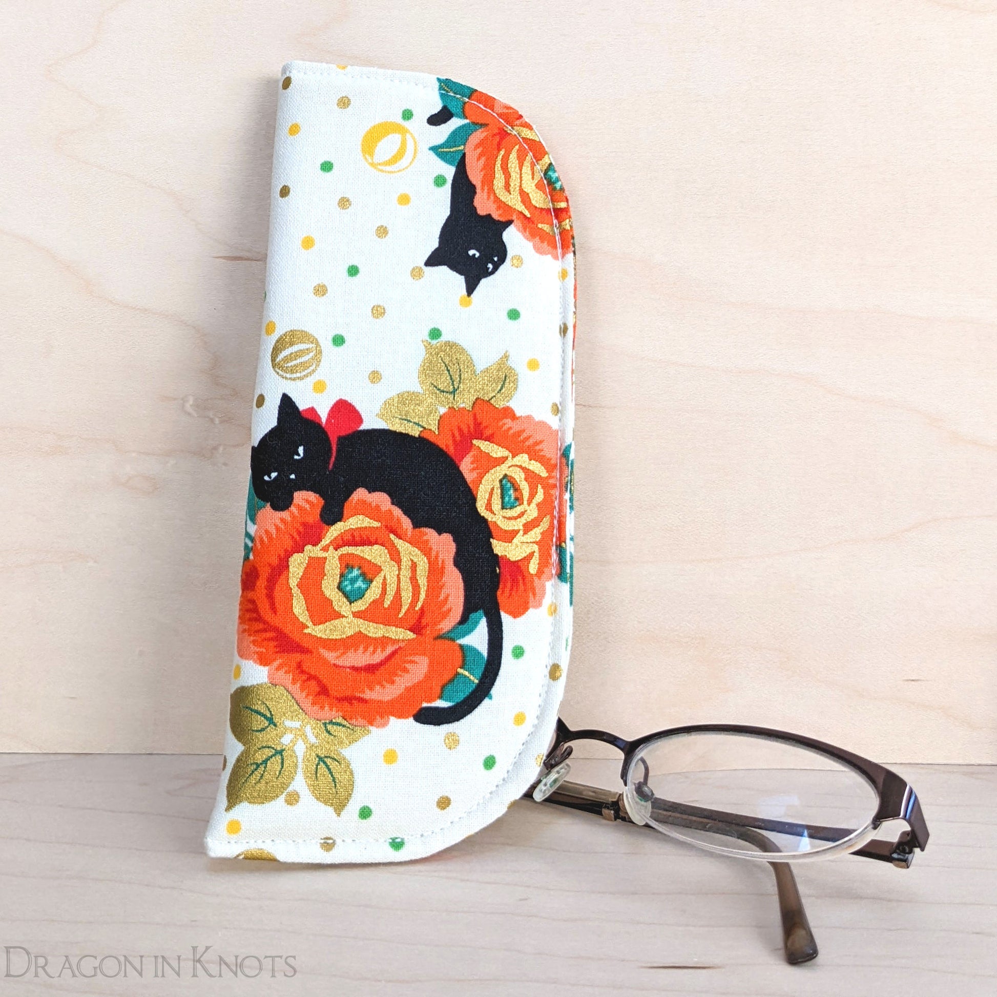 Cats and Roses Soft Eyeglass Sleeve - S - Dragon in Knots