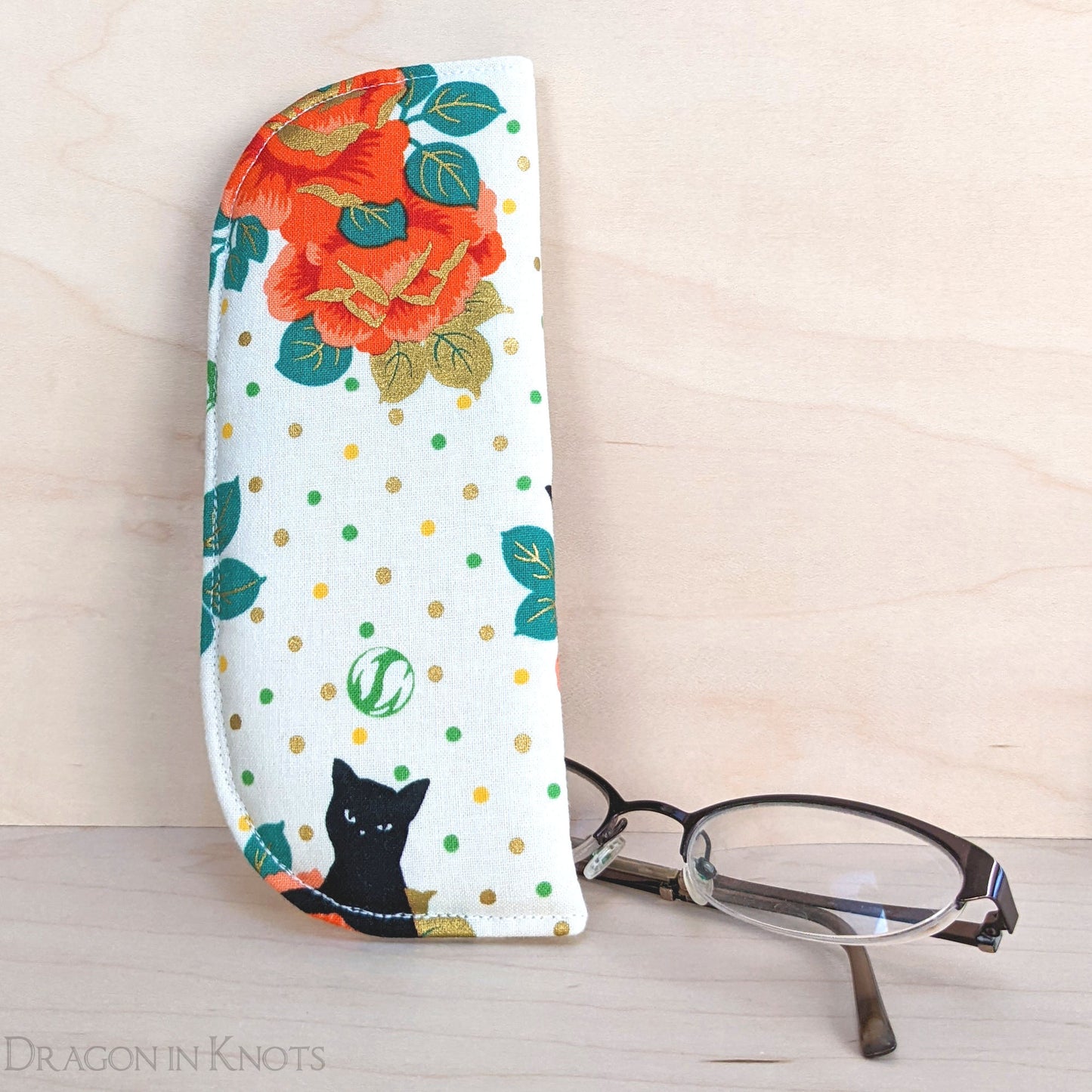 Cats and Roses Soft Eyeglass Sleeve - S - Dragon in Knots