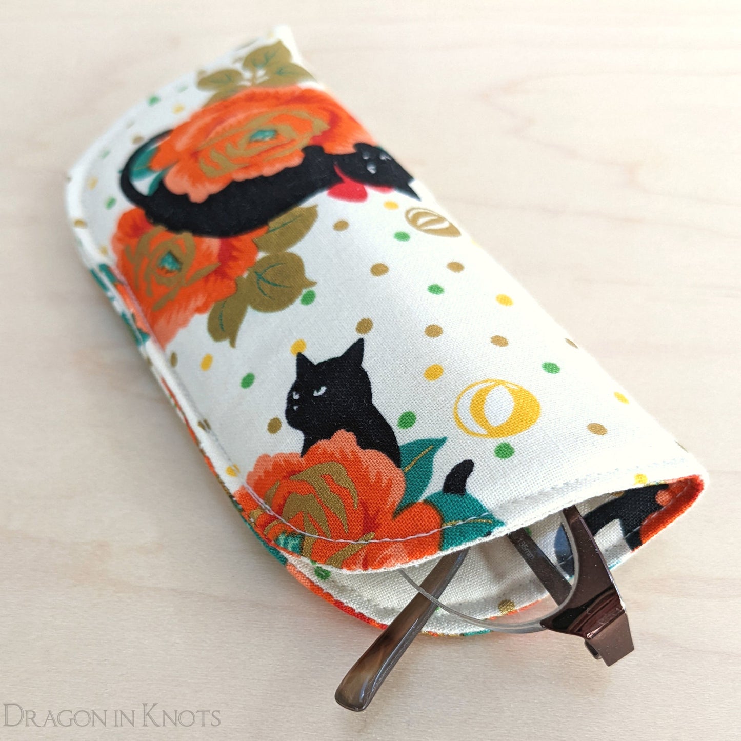 Cats and Roses Soft Eyeglass Sleeve - S - Dragon in Knots