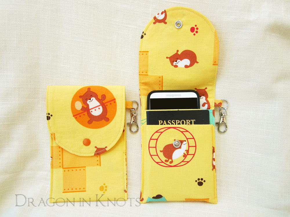 Hamster Dual Pocket Pouch - Dragon in Knots handmade accessory