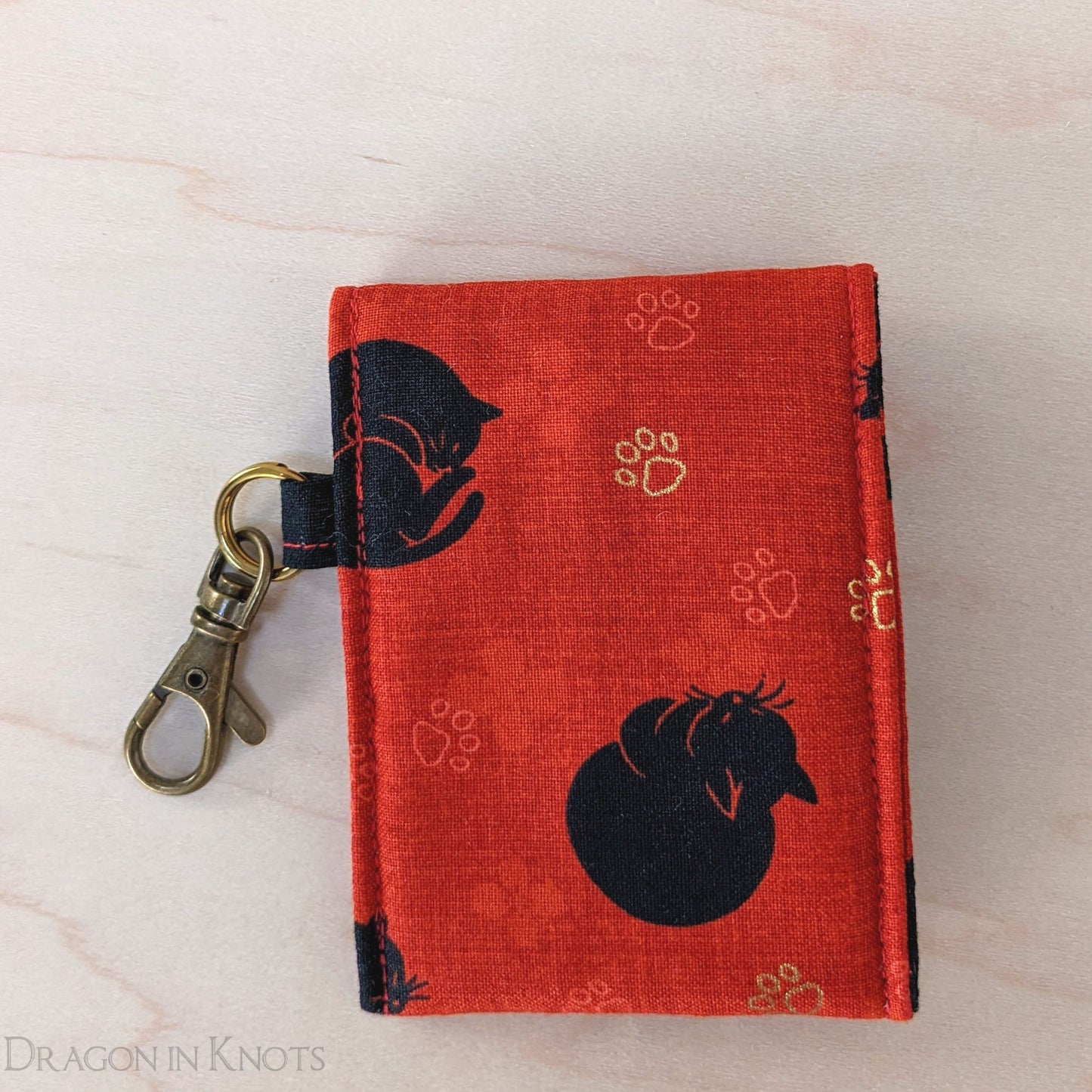 Black Cats on Red Mini Essentials Pouch - Dragon in Knots