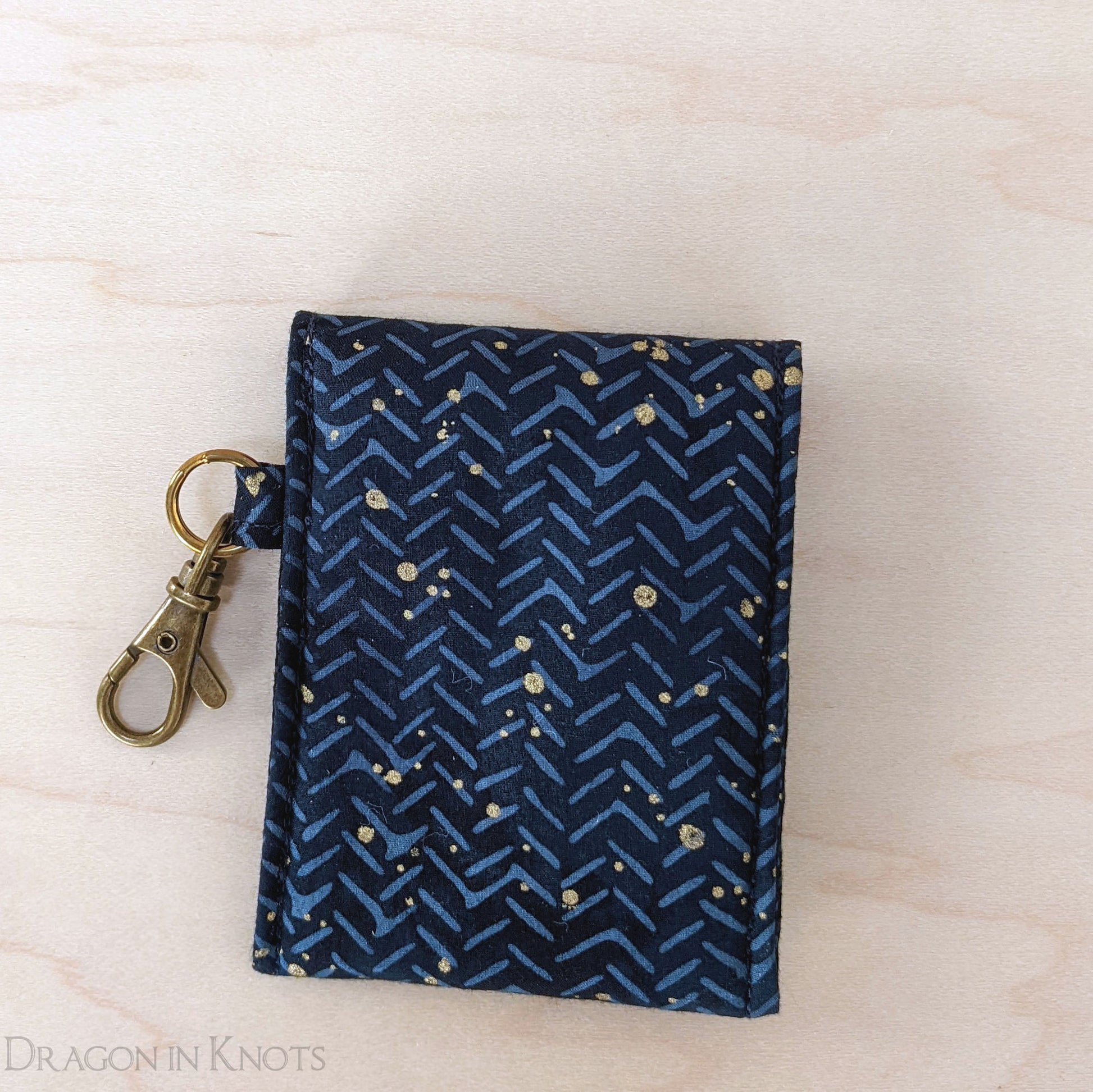 Navy and Gold Mini Essentials Pouch - Dragon in Knots