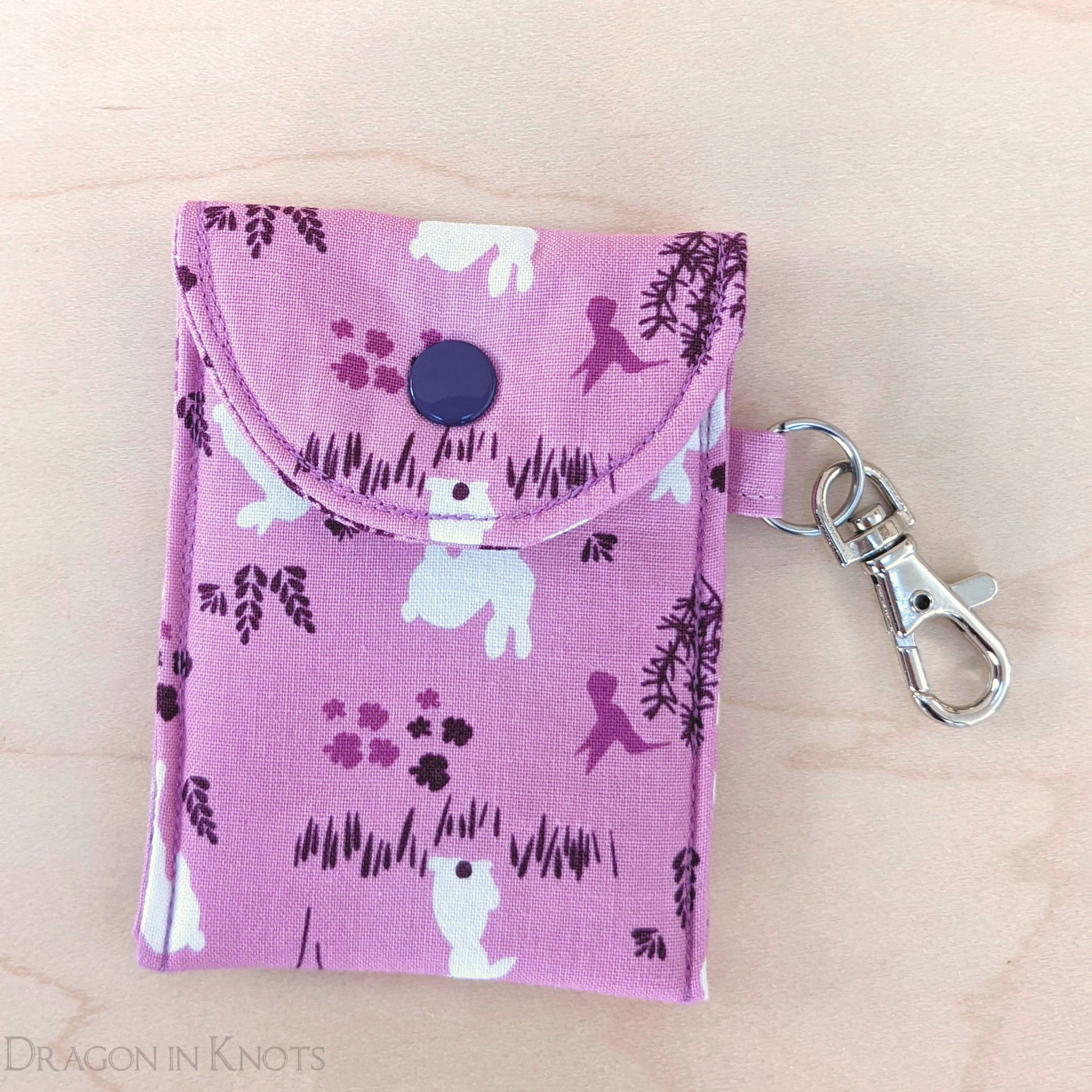 Bunnies on Orchid Mini Essentials Pouch - Dragon in Knots