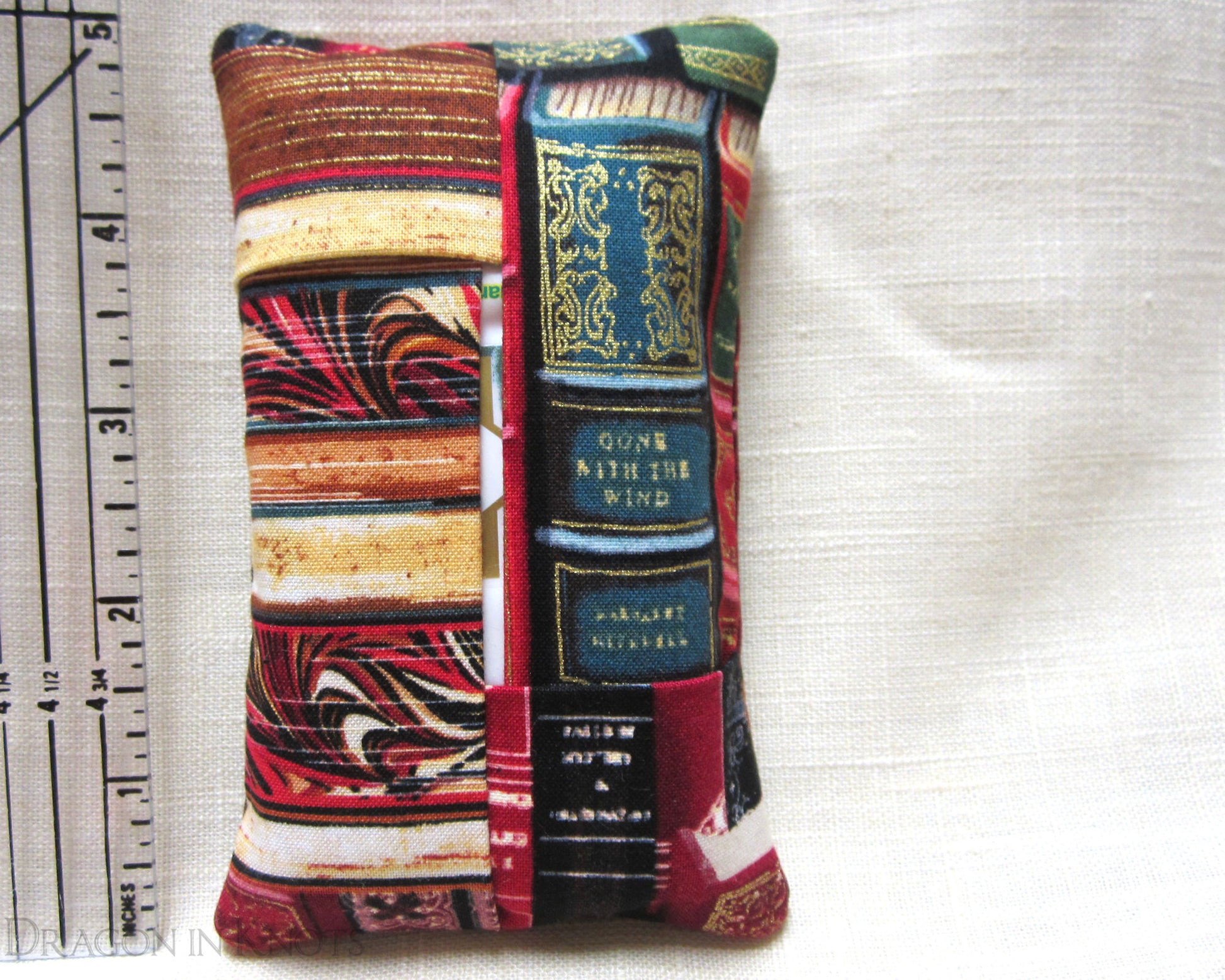 Old Books To-Go Facial Tissue Holder - Dragon in Knots, handmade in USA