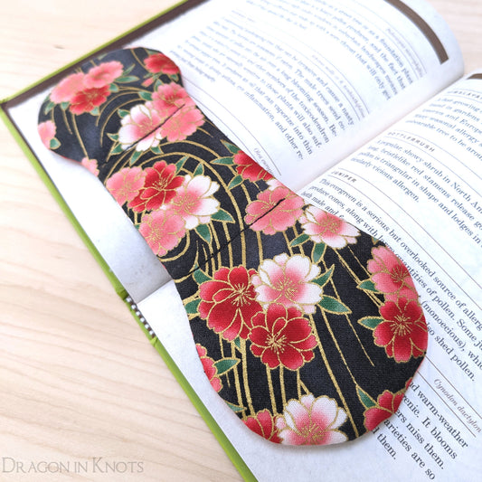 Pink Flowers Book Weight - Dragon in Knots