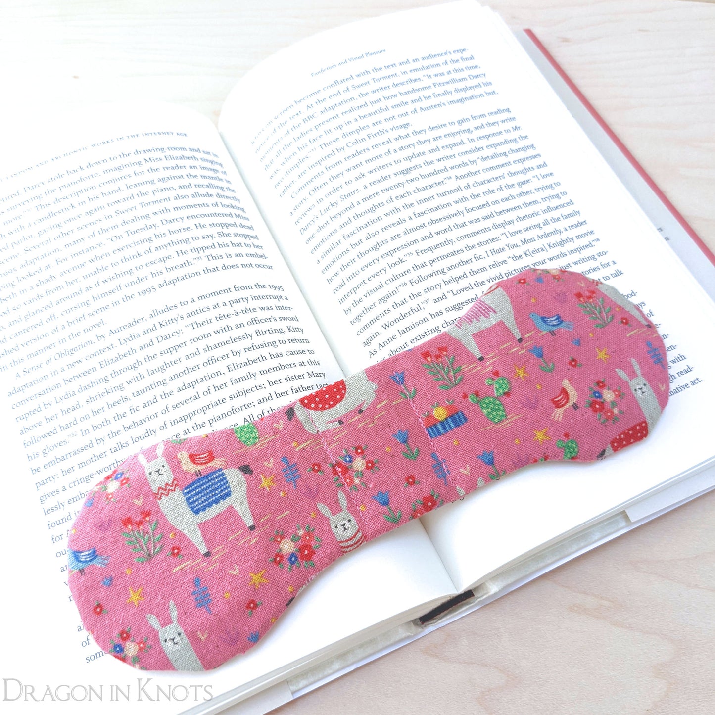 Pink Llama Book Weight - Dragon in Knots