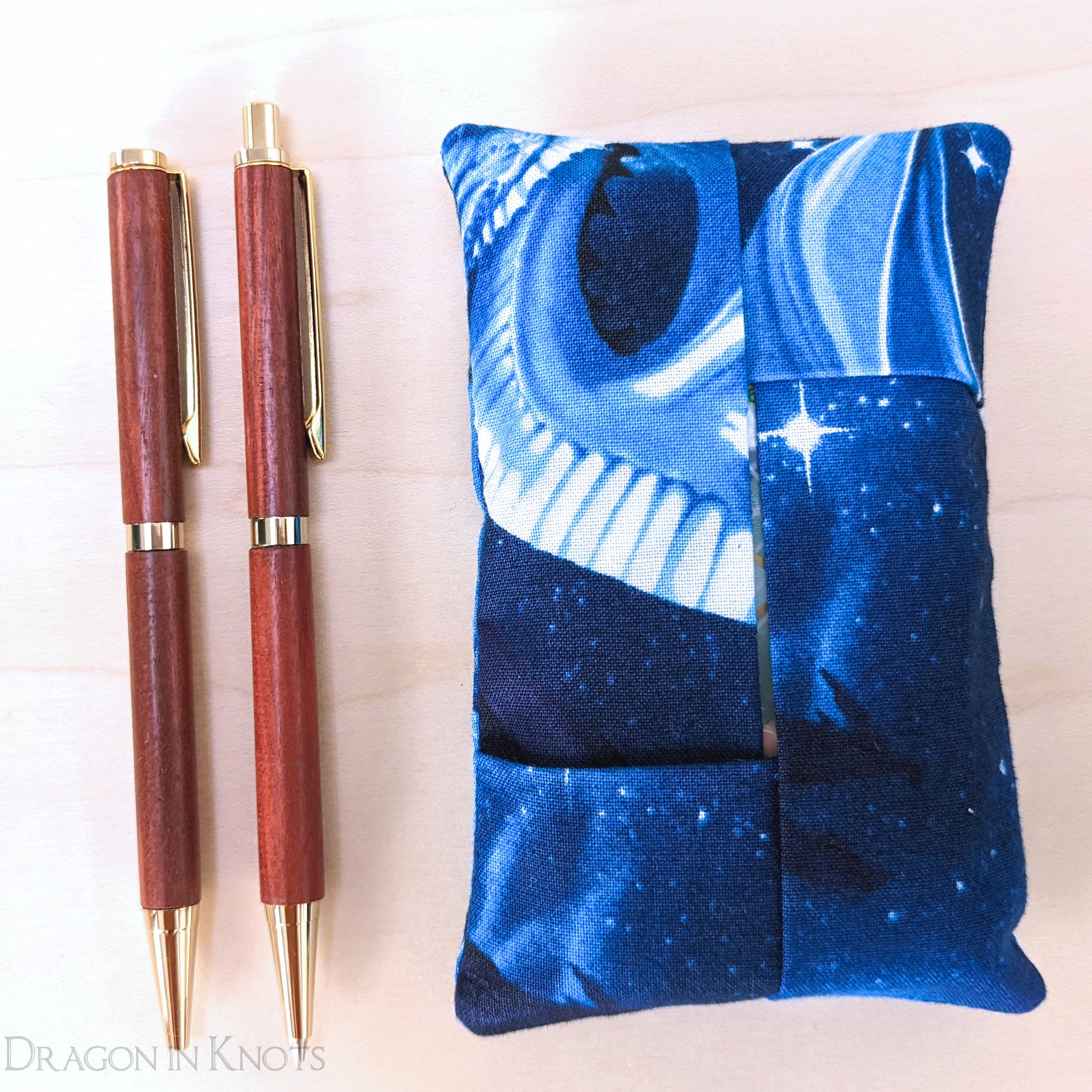Blue Dragon Pocket Tissue Holder - Dragon in Knots handmade