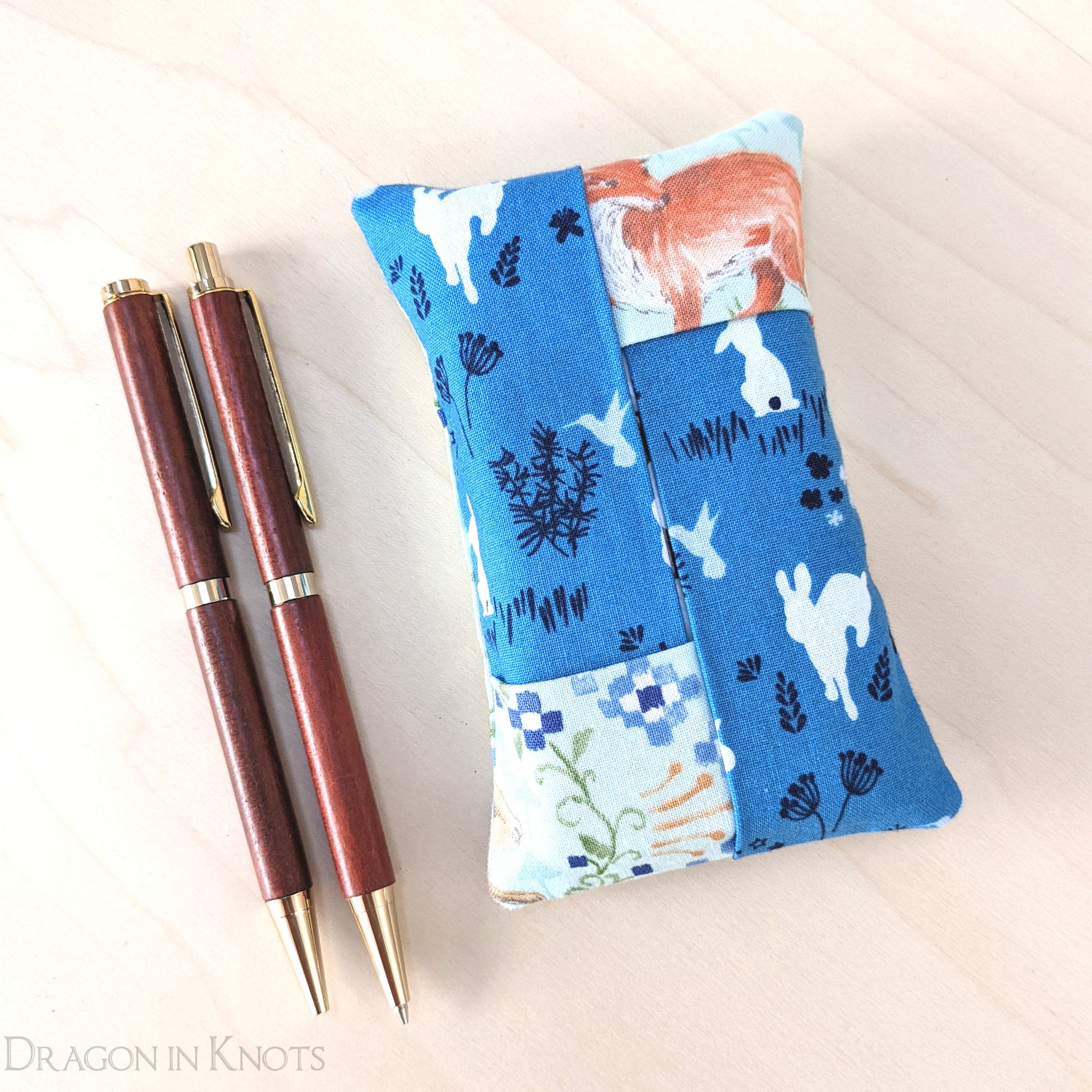 Fox and Bunny Pocket Tissue Holder - Dragon in Knots handmade