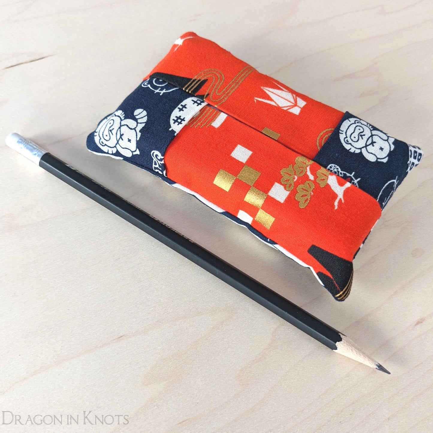 Japanophile Pocket Tissue Holder - Dragon in Knots handmade