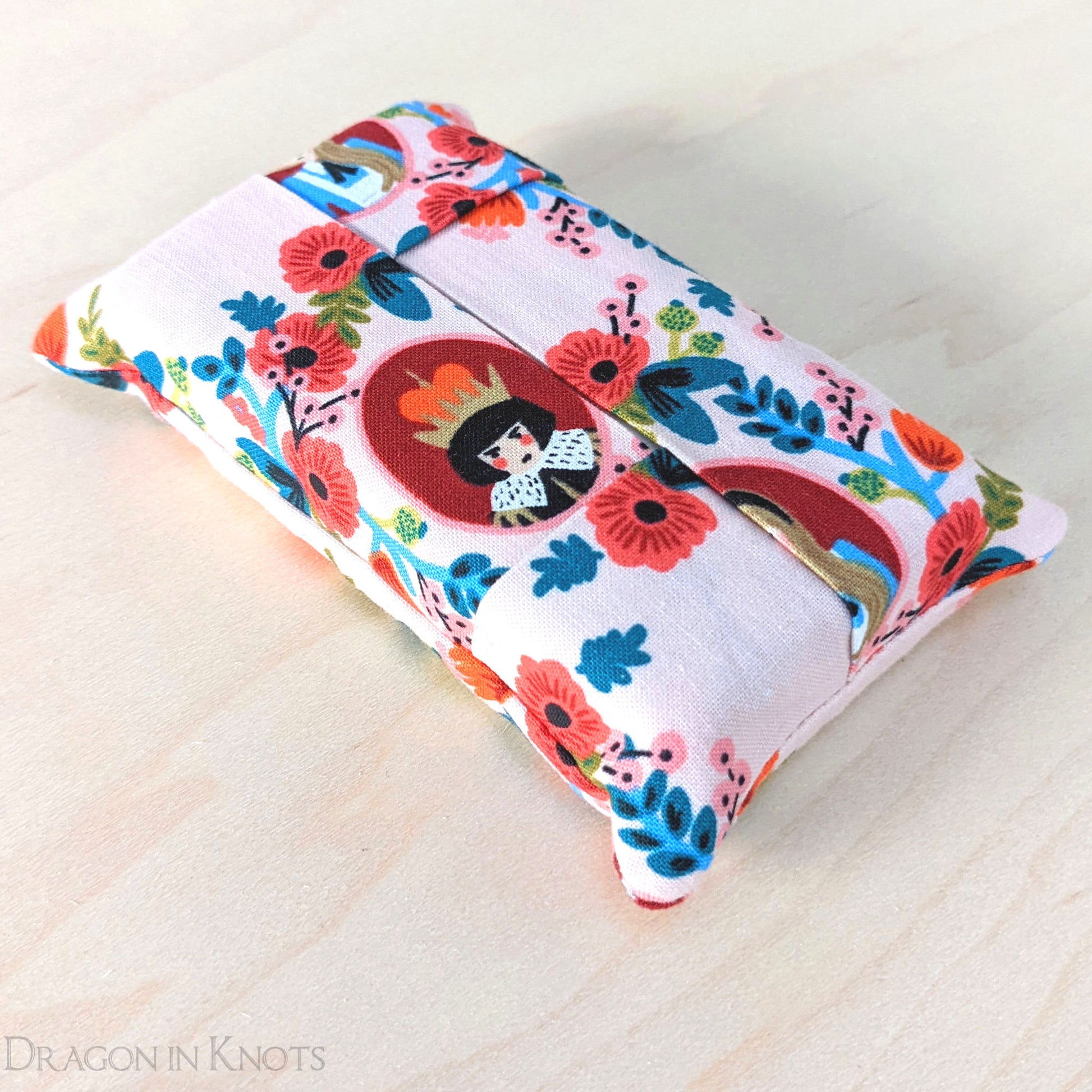 Pink Wonderland Pocket Tissue Cover - Dragon in Knots handmade