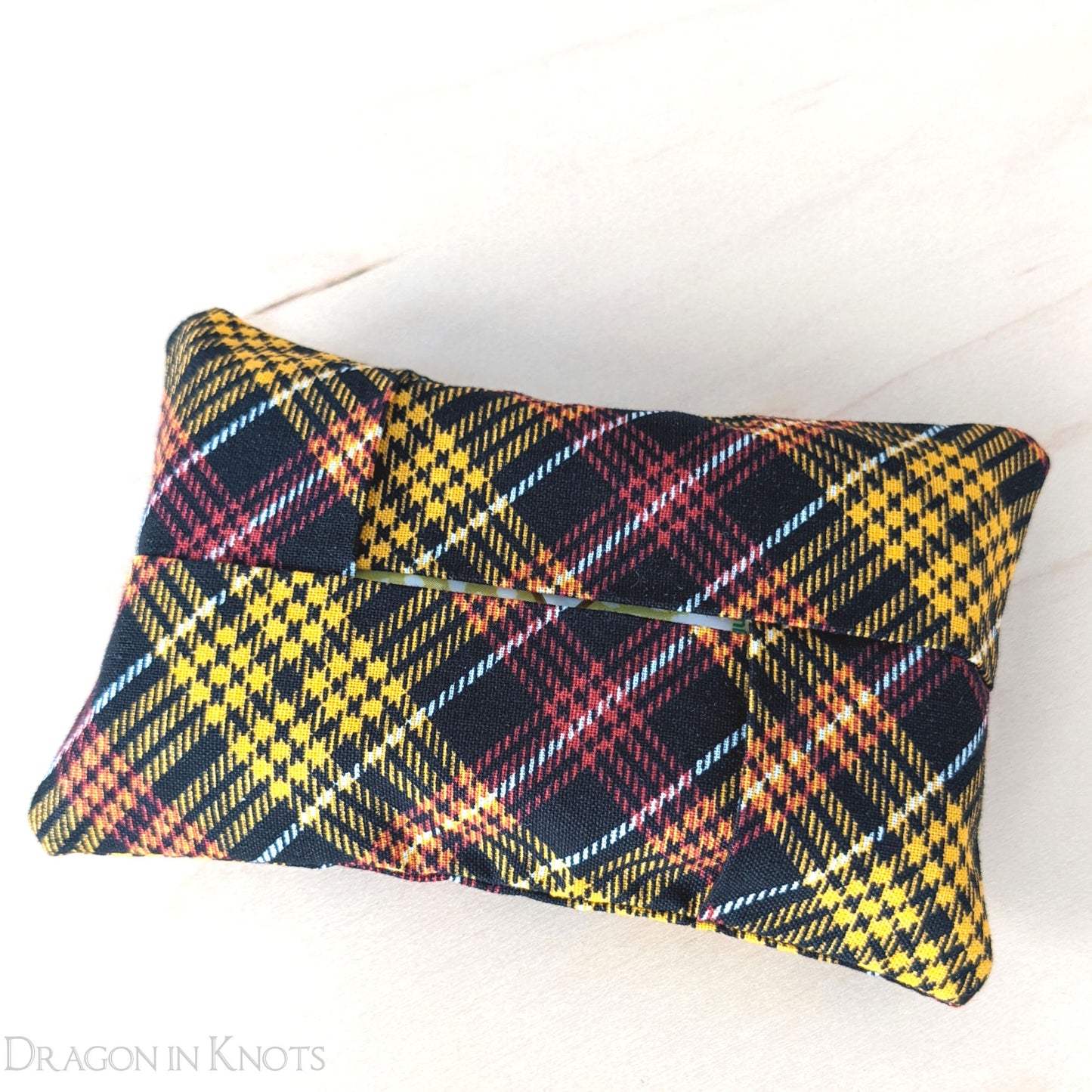 Plaid Travel Tissue Holder - Dragon in Knots handmade