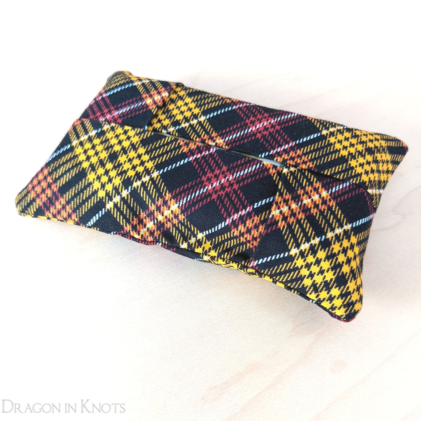 Plaid Travel Tissue Holder - Dragon in Knots handmade