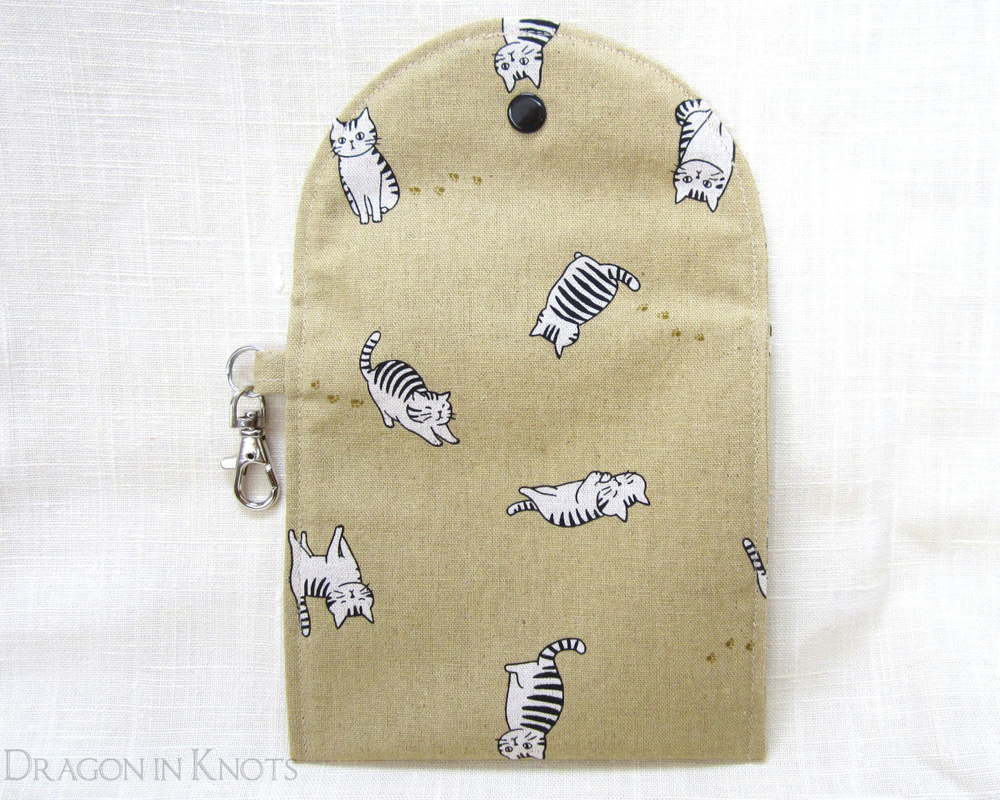 Striped Cats 5in Accessory Pouch - Dragon in Knots, handmade in USA