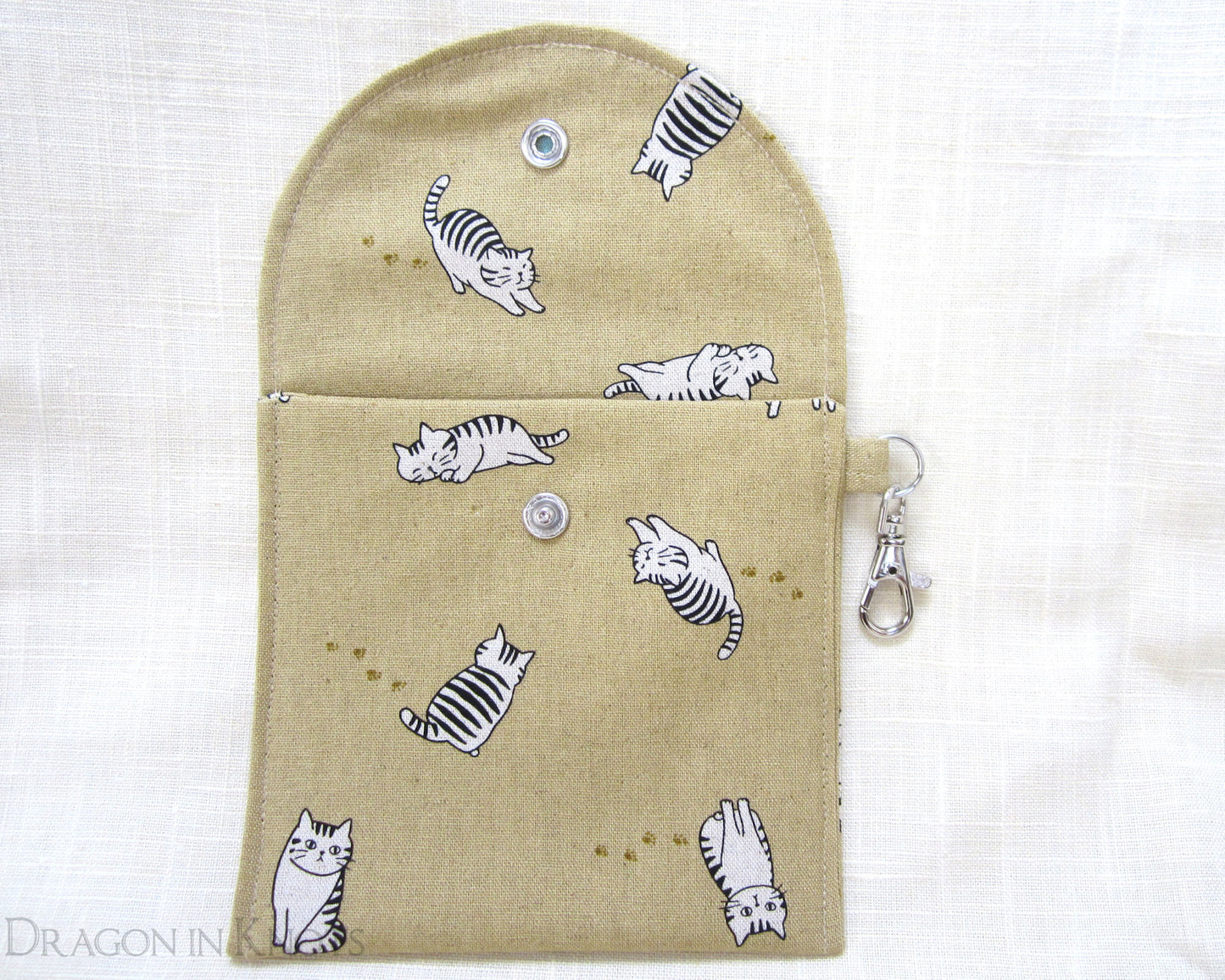 Striped Cats 5in Accessory Pouch - Dragon in Knots, handmade in USA