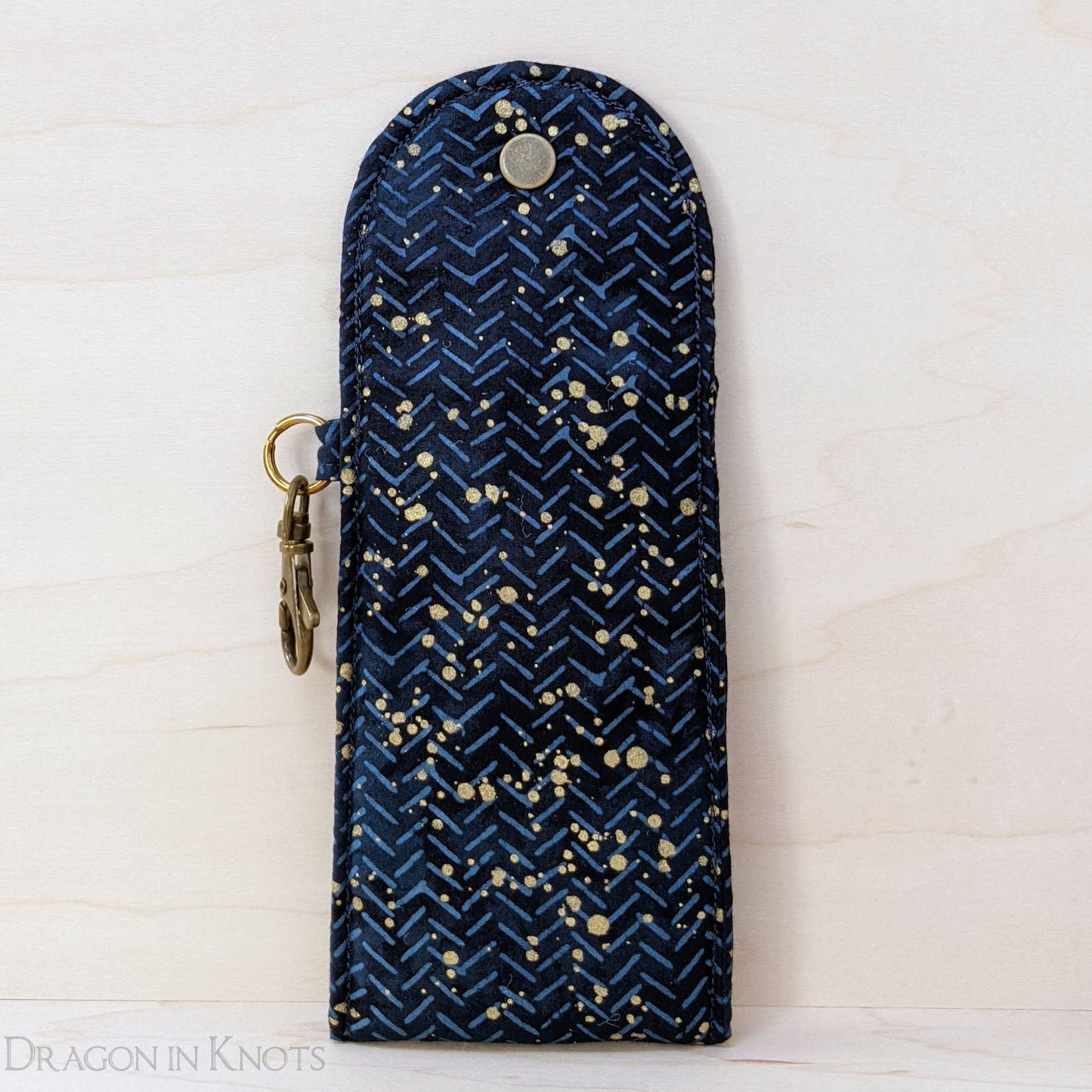 Navy and Gold Tall Lip Gloss Pouch - Dragon in Knots